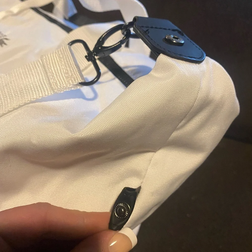 Lacoste perfumes- White Nylon Duffel Bag with Black Accents